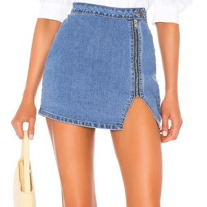 Revolve denim zip up skirt